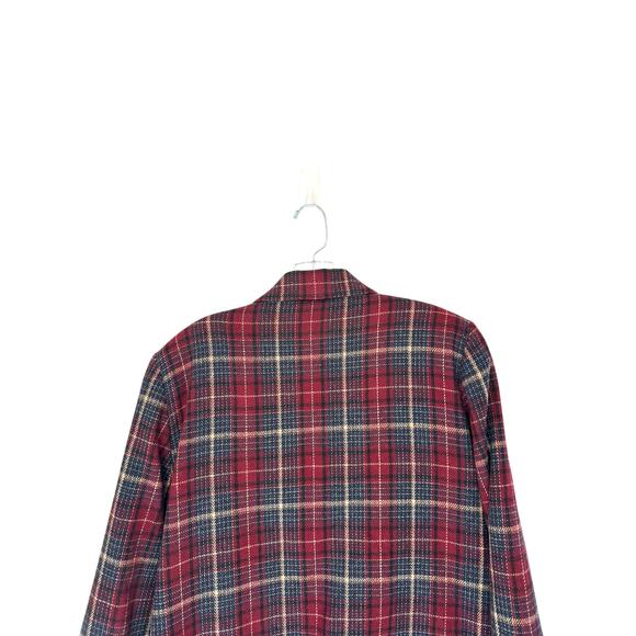 Vintage Plaid Dark‎ Academia Wool Blend Single Button Oversized Blazer Size 14 - Picture 8 of 12